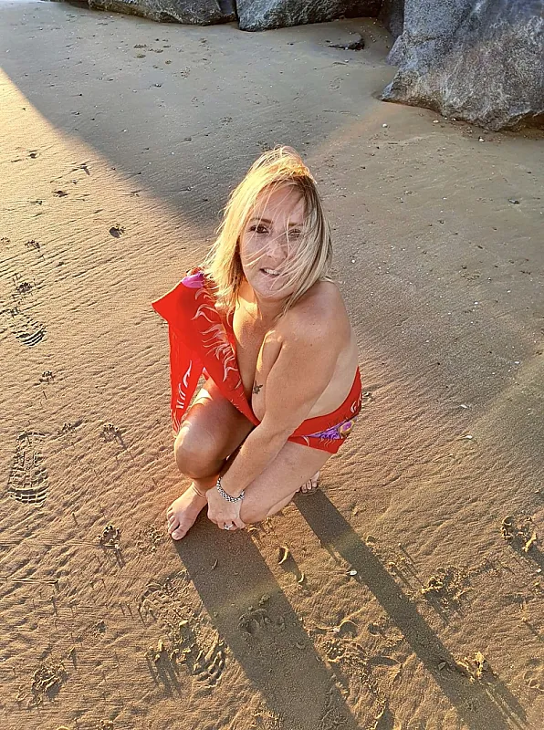 An evening walk on the beach .