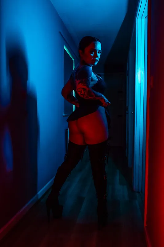 NEON BADDIE IN THIGH HIGH LEATHERS