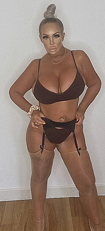 Brown underwear, stockings and supenders